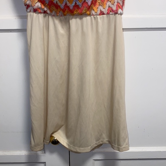 INC International Concepts Large Orange Pink White Zig Zag Cinch Waist Dress - Picture 9 of 12